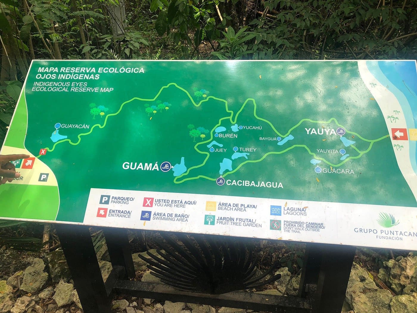 Mapa del parque ecológico Ojos Indígenas. Cortesía de Tripadvisor.