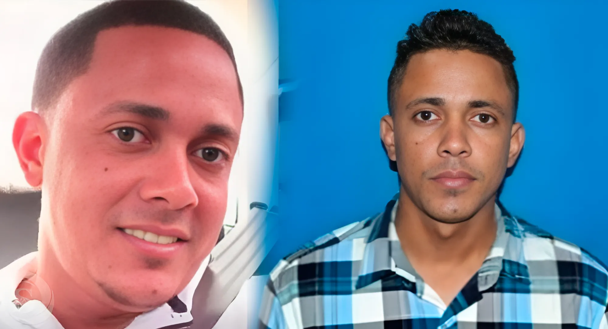 Two men shown side by side: the left person is smiling toward the camera, the right person looks forward against a blue background.