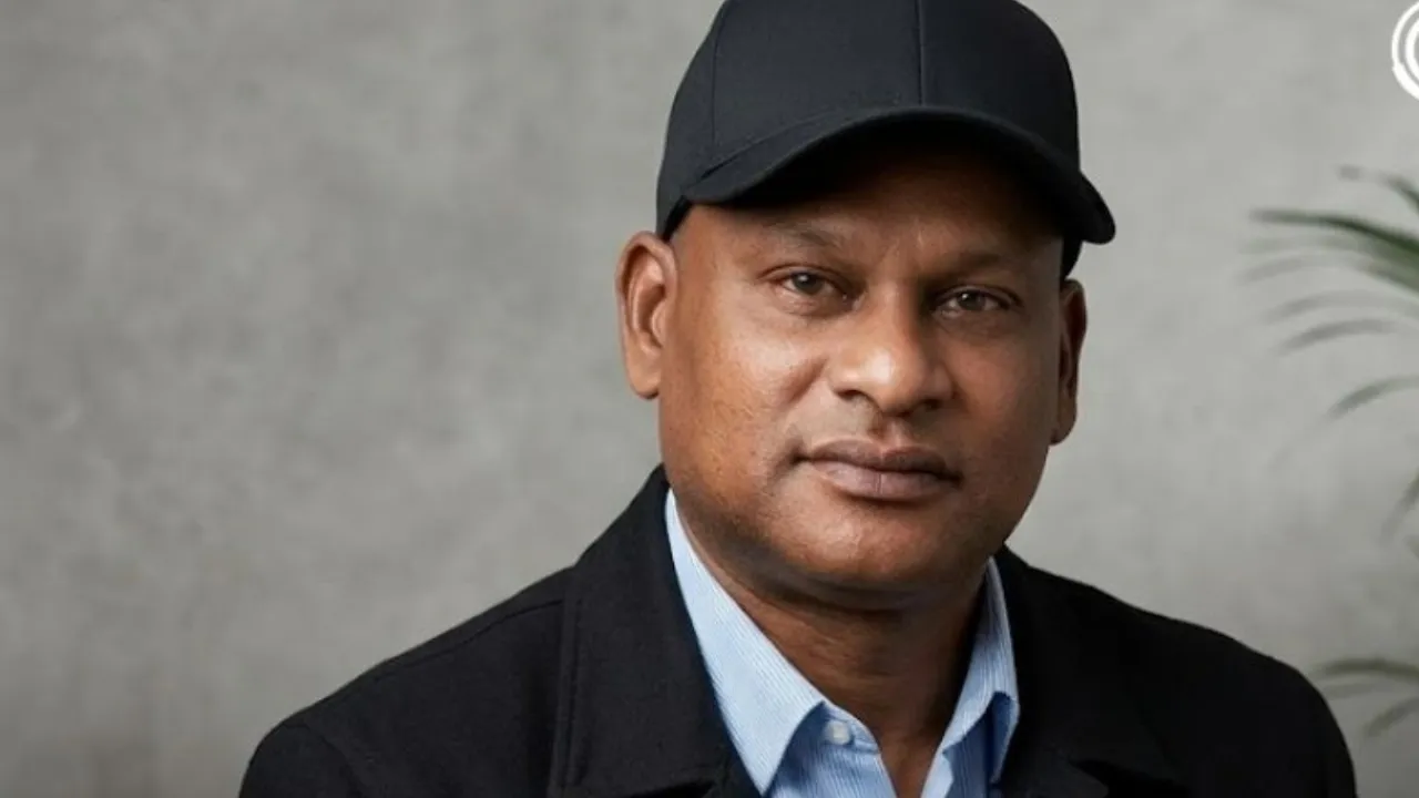Portrait of a man wearing a black cap and a light blue shirt, facing the camera against a neutral background.