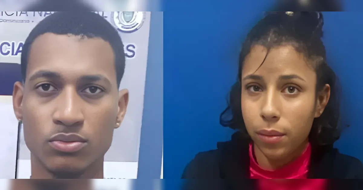 Split-screen photo of a young man on the left and a young woman on the right, both facing the camera against blue backgrounds.