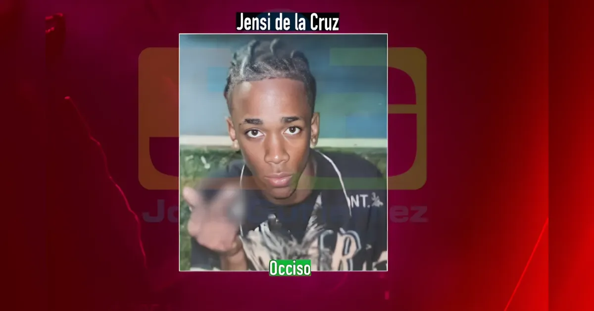 Portrait of Jensi de la Cruz; the caption below reads 'Occiso' indicating the person is deceased.
