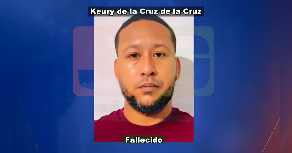 Memorial graphic with a centered photo of a man, top caption 'Keury de la Cruz de la Cruz' and bottom label 'Fallecido'.