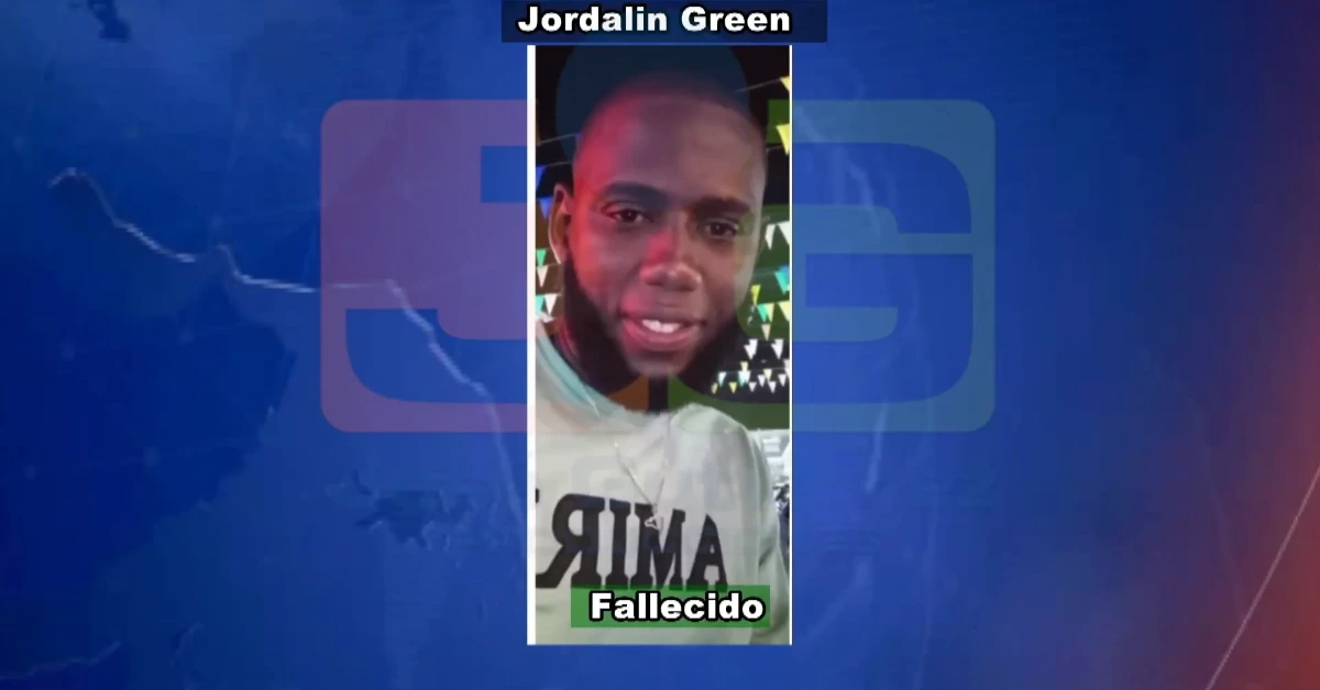 Vertical news portrait of Jordalin Green with a 'Fallecido' label indicating he is deceased.
