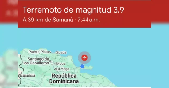 Reportan movimientos telúricos cerca de Las Terrenas