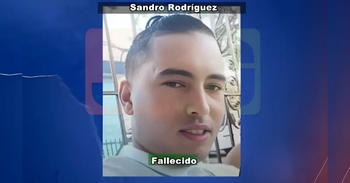 Memorial graphic with a portrait and the overlaid text 'Sandro Rodríguez' and 'Fallecido' indicating the person is deceased