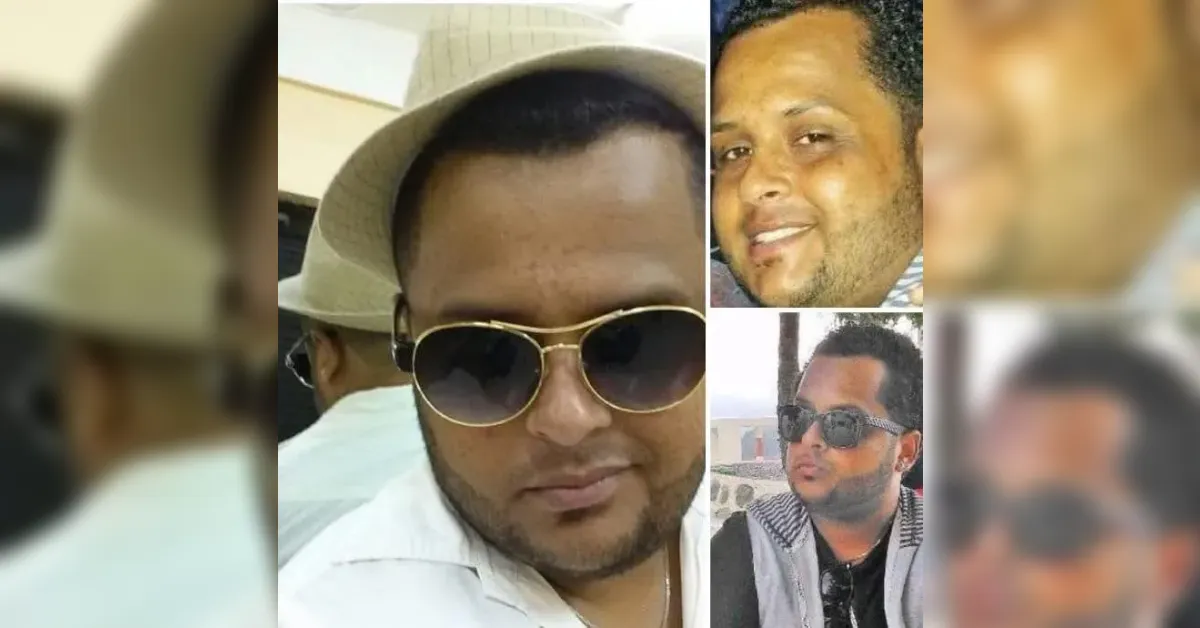 Collage of four men: central man in a light shirt and fedora sunglasses, with three smaller portraits around him showing different angles.