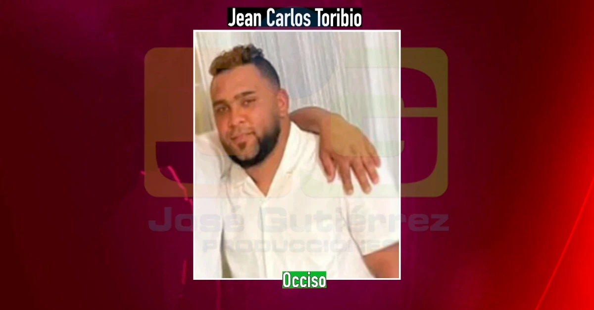 Portrait photo of Jean Carlos Toribio with an 'Occiso' label, used as a memorial image for the deceased person.