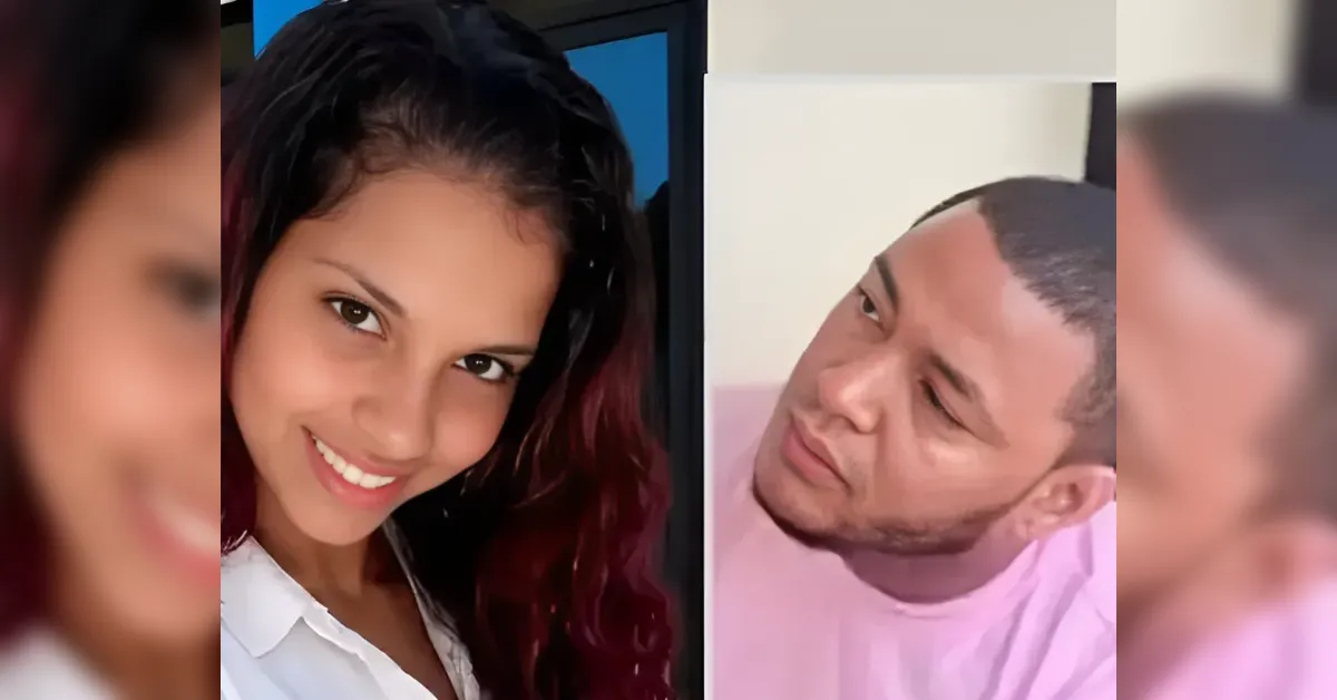 Smiling woman on the left side, looking toward camera, with dark hair and white shirt; man in pink shirt on the right side looks at her.