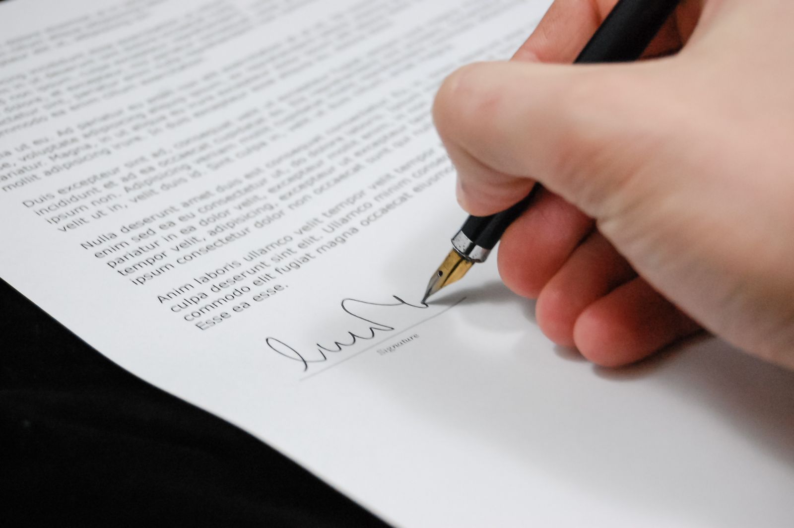 Documento legal preparado para firma